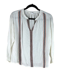 Gap White Cotton Long Sleeve Blouse